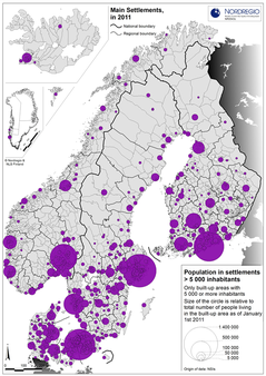 Map population in Nordic region