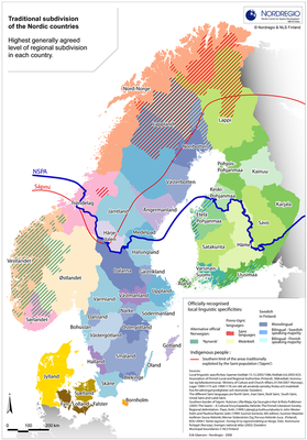 Map Traditional subdivision of the Nordic Countries 