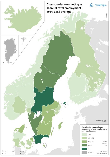 Map Cross border commuting