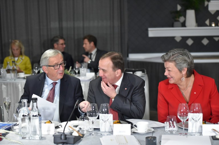 Jean-Claude Juncker, Stefan Löfven and Ylva Johansson Photo: Mikael Sjöberg/Government offices